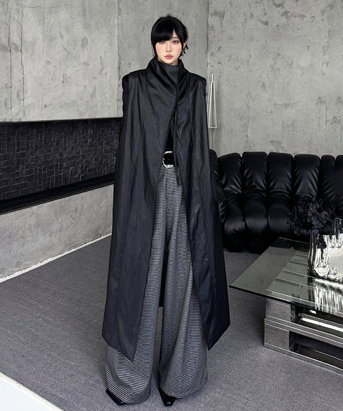 Check Wide Tuck Pants